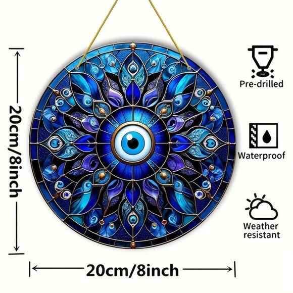 Suncatcher Evil Eye Third Window Decor Art Colorful In/Outdoor Protection Energy - Picture 4 of 5